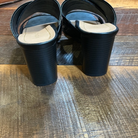 Vionic Merlot Black Croc Leather Slide Sandals Women’s Comfort Criss-Cross - Picture 5 of 13